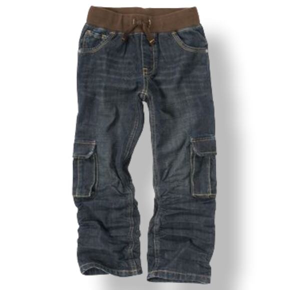 Gymboree Boys Jeans Size 4 Pull-On Cargo Winter Moose Blue Brown - Picture 1 of 6